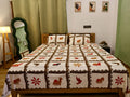 Folk Animal Patchwork Sanganeri Print Cotton Bedsheet Brown & Earthy Red King Size