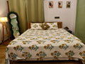 Floral Tree of Life Sanganeri Print Cotton Bedsheet Pink & Green King Size